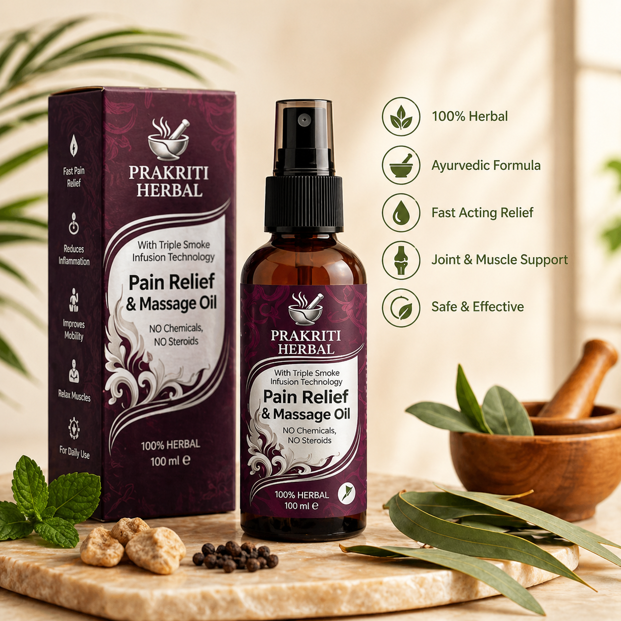 Prakriti Smoke Pain Relief & Massage Oil - 100% Working 🌿