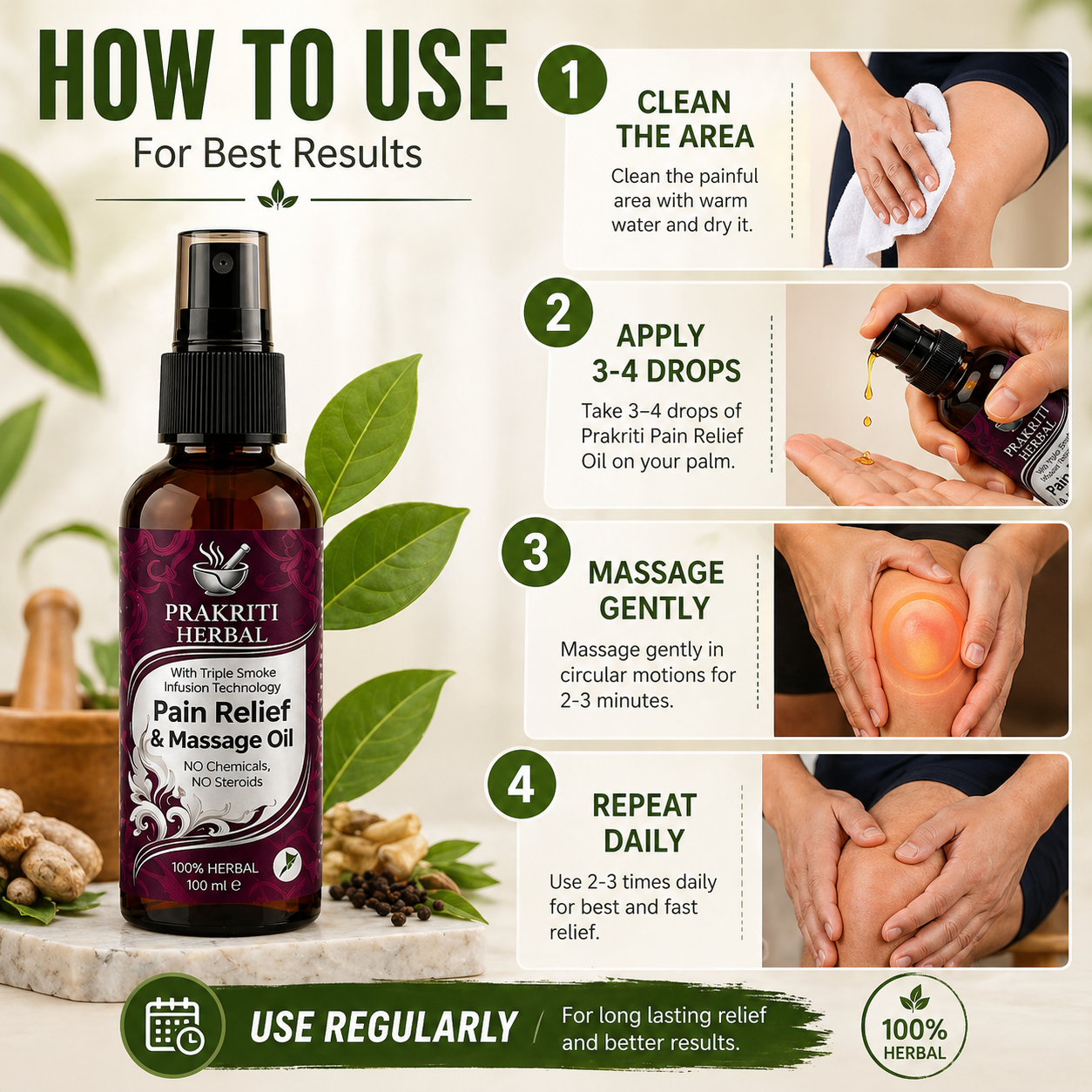 Prakriti Smoke Pain Relief & Massage Oil - 100% Working 🌿
