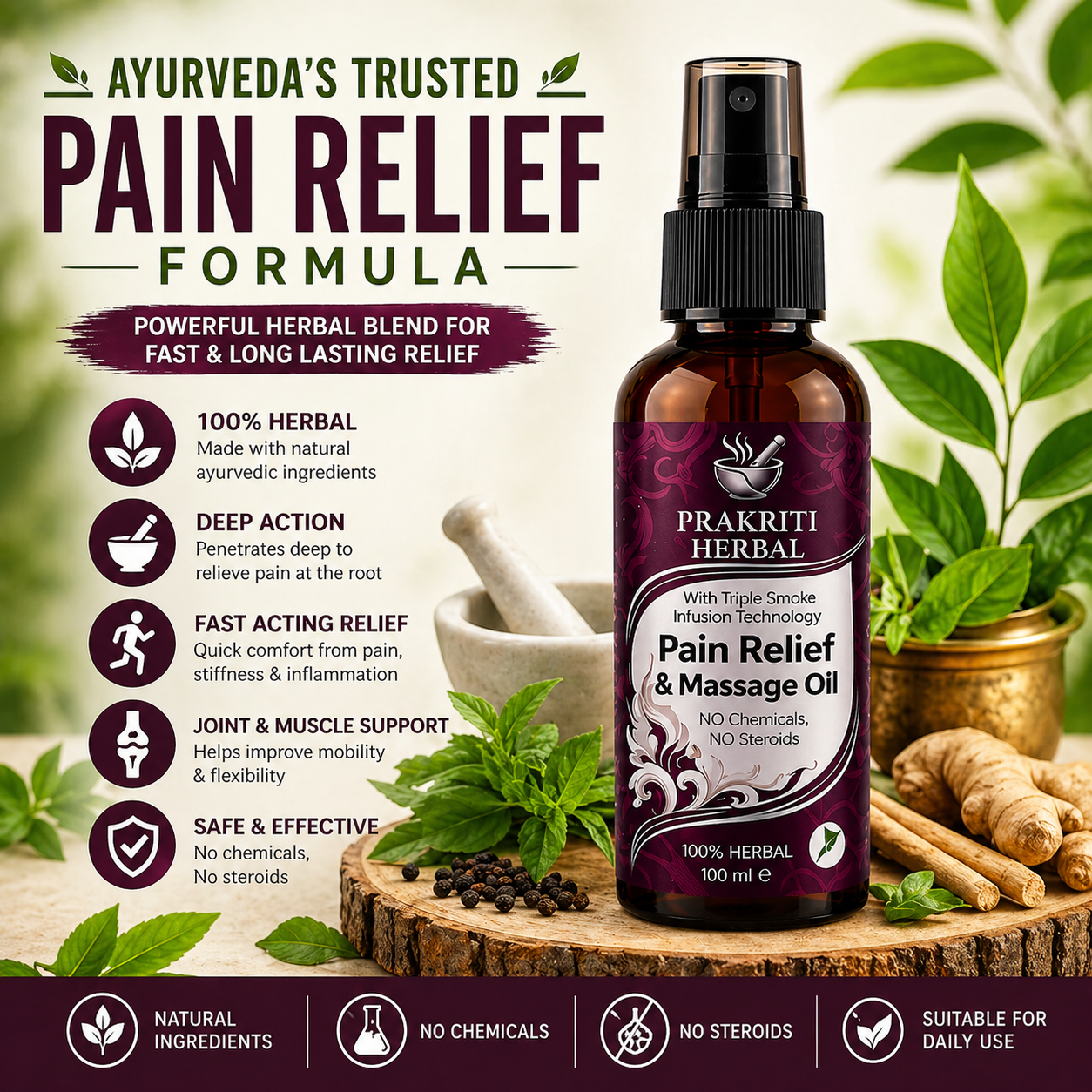 Prakriti Smoke Pain Relief & Massage Oil - 100% Working 🌿