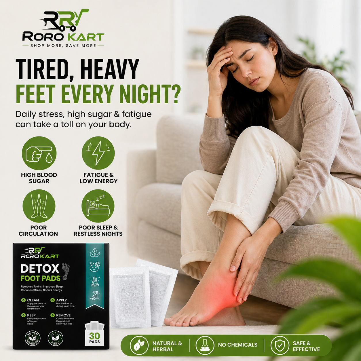 RoroKart Foot Detox Patch - Best Diabetes Relief Patch For Your Health